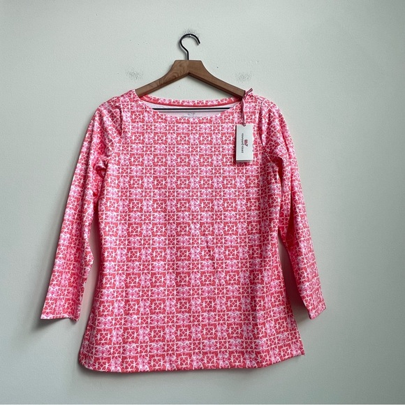 NWT vineyard vines printed sankaty boatneck top Women Small Sunrise Causal Knit - Picture 2 of 10